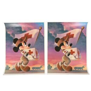 90s Disney Mickey Mouse American Red Cross posters set of 2 1990s vintage